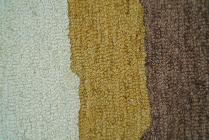 Custom Made Contemporary Abstract Ivory, Yellow And Rust Hand Tufted Wool Area Rug.