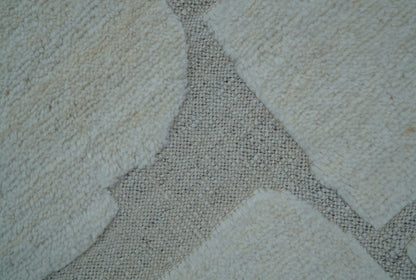 Custom Made Contemporary Gray Hand Knotted Wool Area Rug.