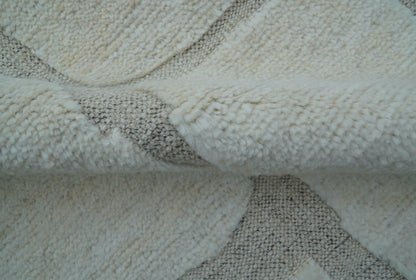 Custom Made Contemporary Gray Hand Knotted Wool Area Rug.