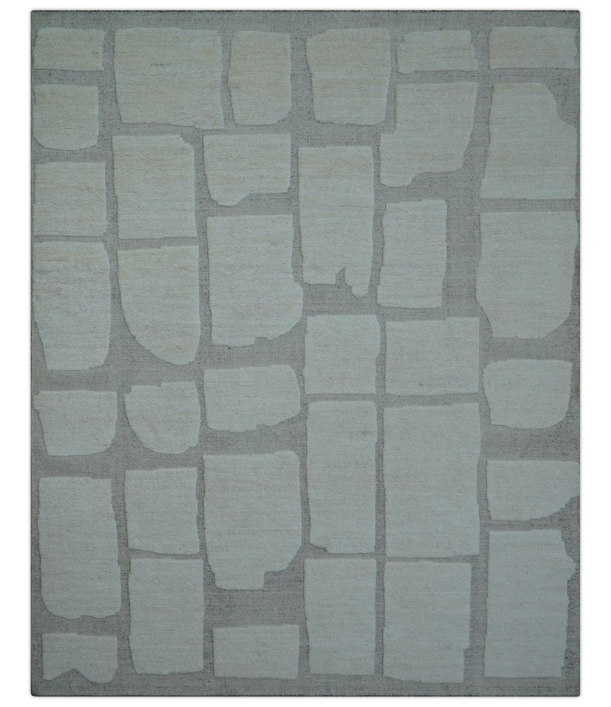 Custom Made Contemporary Gray Hand Knotted Wool Area Rug.