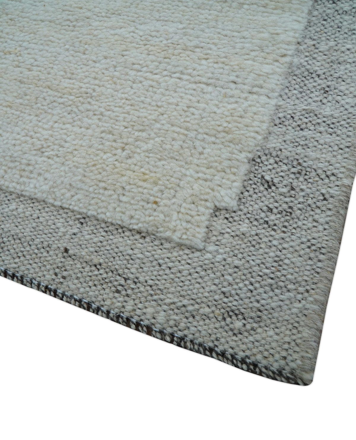 Custom Made Contemporary Gray Hand Knotted Wool Area Rug.