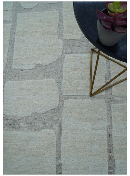 Custom Made Contemporary Gray Hand Knotted Wool Area Rug.
