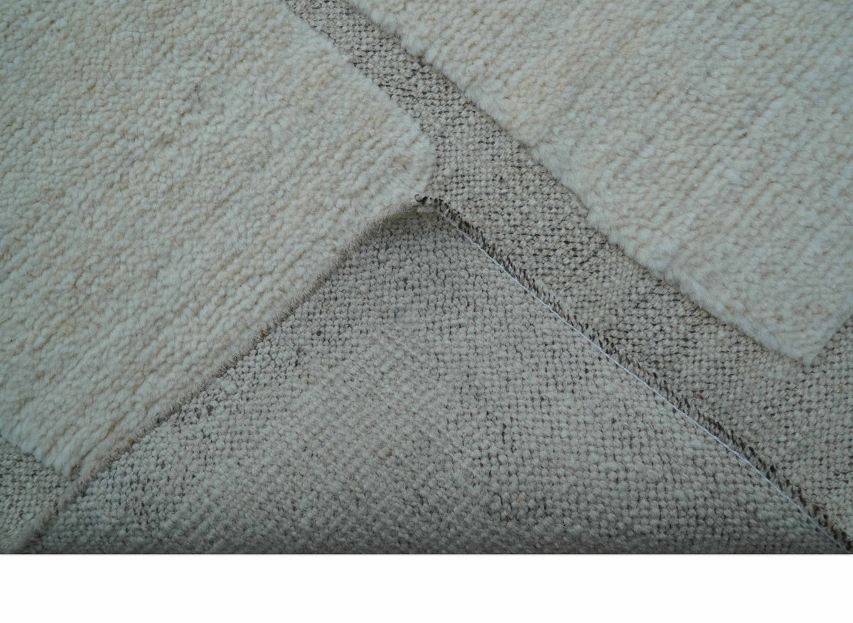 Custom Made Contemporary Gray Hand Knotted Wool Area Rug.