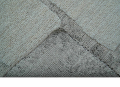Custom Made Contemporary Gray Hand Knotted Wool Area Rug.