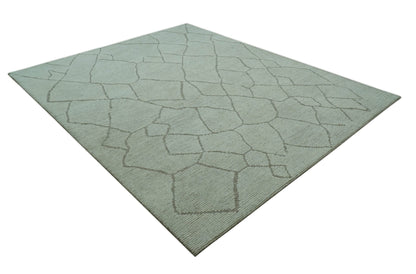 Custom Made Contemporary Pattern Brown And Ivory Hand Tufted Wool Area Rug.