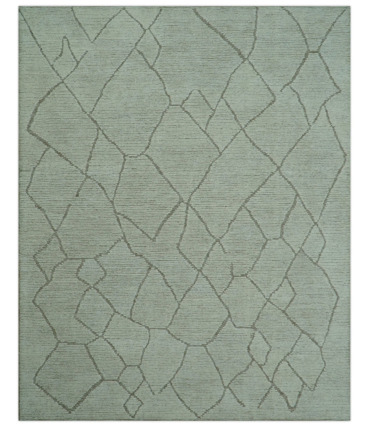 Custom Made Contemporary Pattern Brown And Ivory Hand Tufted Wool Area Rug.