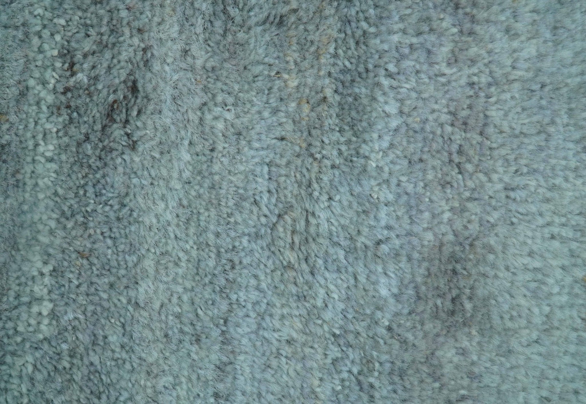 Custom Made Contemporary Solid Blueish Silver Hand knotted wool Area Rug.