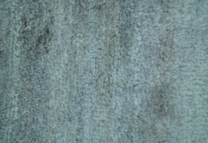 Custom Made Contemporary Solid Blueish Silver Hand knotted wool Area Rug.