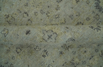 Custom Made Distress Finished Beige, Silver and Charcoal Traditional Wool Rug.
