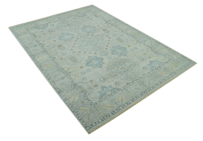 Custom Made Distressed Finished Beige and Gray Traditional mamluk design Low Pile wool Rug.