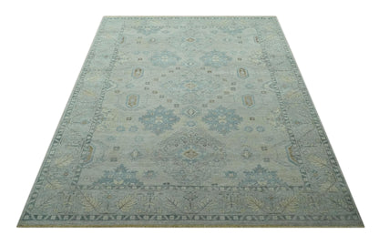 Custom Made Distressed Finished Beige and Gray Traditional mamluk design Low Pile wool Rug.