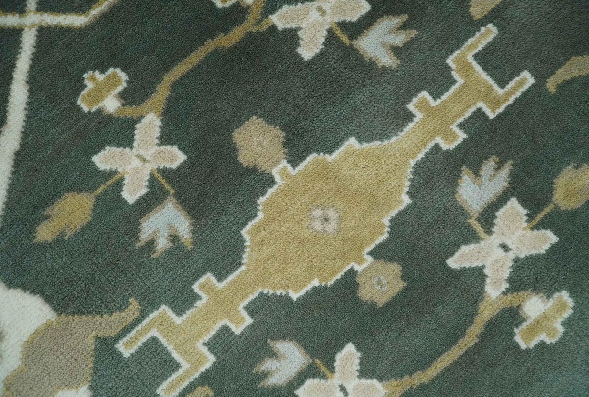 Custom Made Emerald Green Fine Hand knotted Wool Traditional Oushak Area Rug.