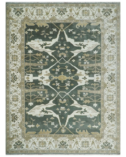 Custom Made Emerald Green Fine Hand knotted Wool Traditional Oushak Area Rug.