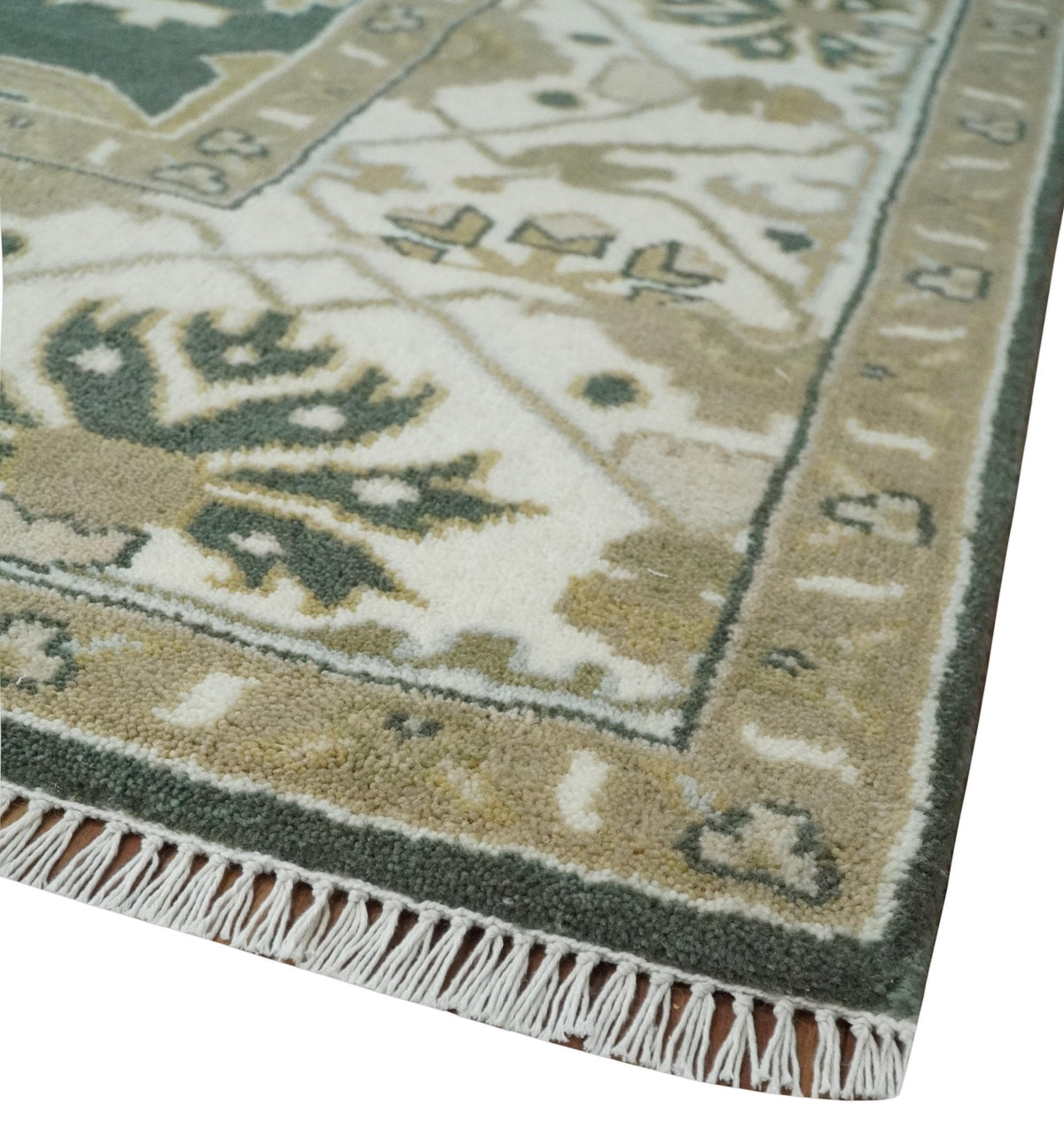 Custom Made Emerald Green Fine Hand knotted Wool Traditional Oushak Area Rug.