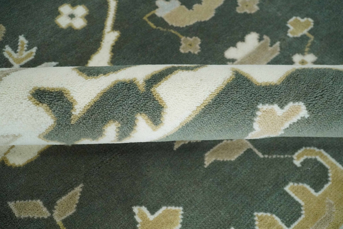 Custom Made Emerald Green Fine Hand knotted Wool Traditional Oushak Area Rug.