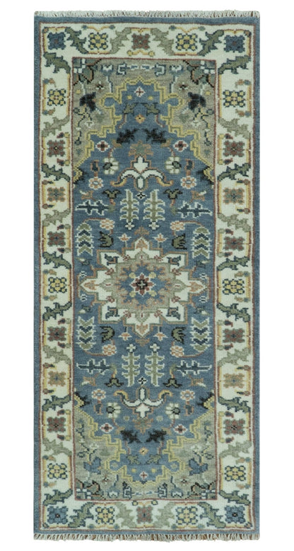 Custom Made Fine Knots Hand Knotted Ivory, Taupe and Olive Traditional Wool Rug.