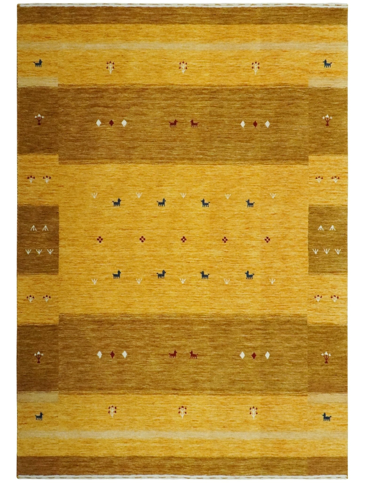 Custom Made Gold Tribal Gabbeh wool Area Rug.