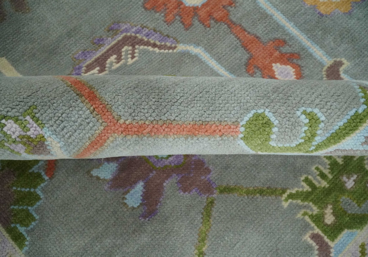 Custom Made Gray and Gold Hand knotted Traditional Oushak wool Area Rug.