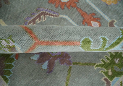 Custom Made Gray and Gold Hand knotted Traditional Oushak wool Area Rug.