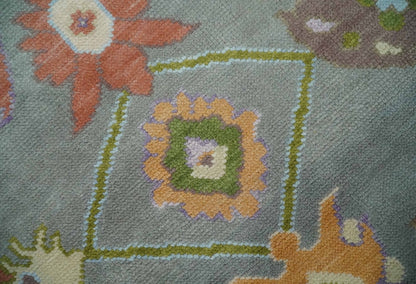 Custom Made Gray and Gold Hand knotted Traditional Oushak wool Area Rug.