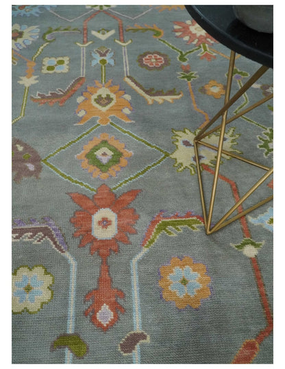 Custom Made Gray and Gold Hand knotted Traditional Oushak wool Area Rug.