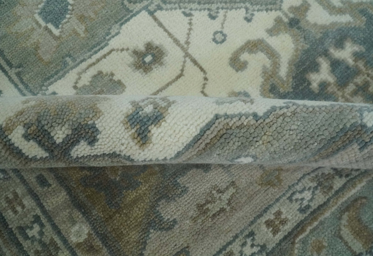 Custom Made Gray, Ivory and Silver Hand knotted Traditional Medallion wool Area Rug.