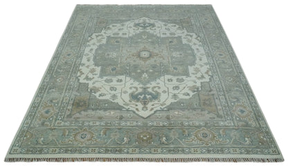 Custom Made Gray, Ivory and Silver Hand knotted Traditional Medallion wool Area Rug.