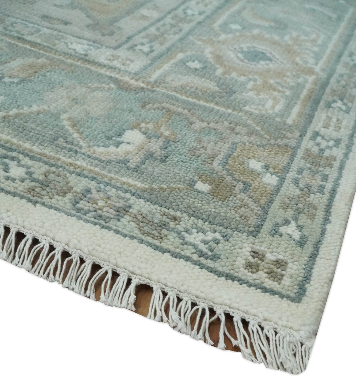 Custom Made Gray, Ivory and Silver Hand knotted Traditional Medallion wool Area Rug.