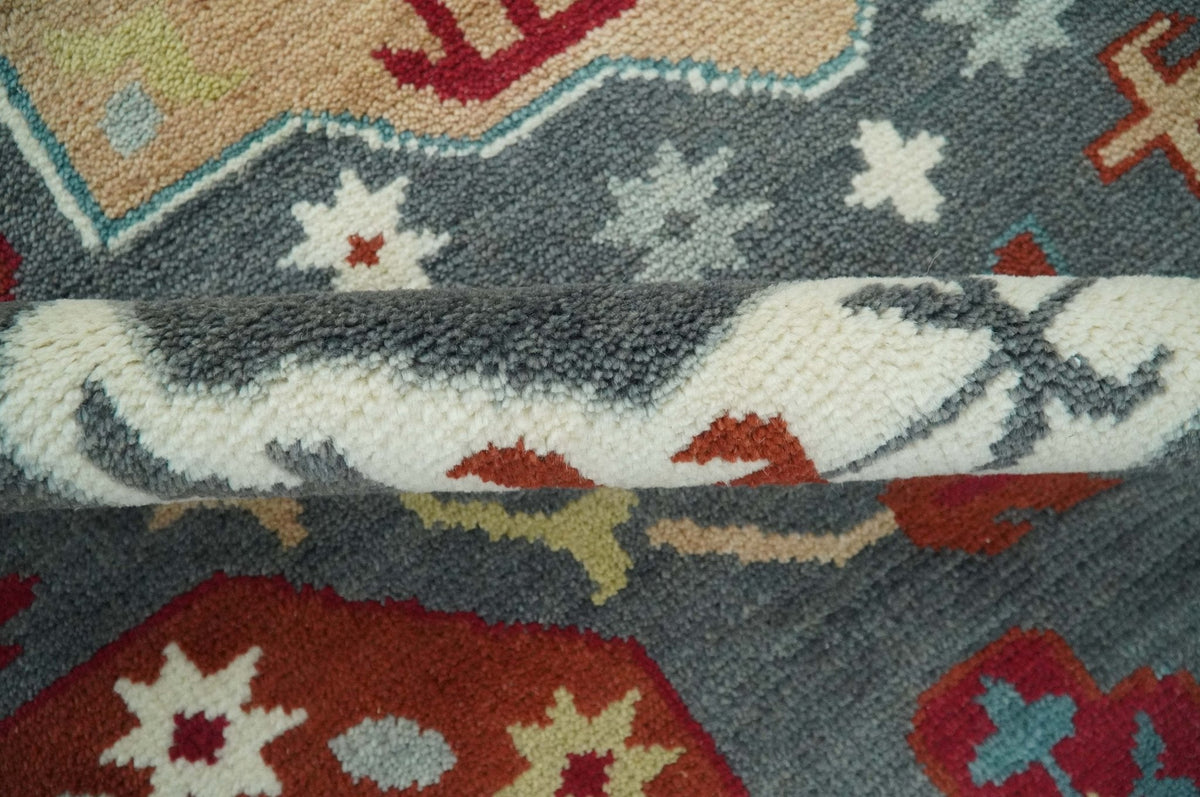 Custom Made Gray, Rust and Peach Traditional Medallion Mamluk Design wool Rug.