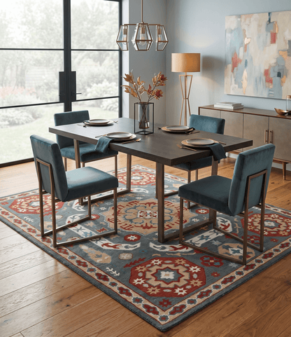 Custom Made Gray, Rust and Peach Traditional Medallion Mamluk Design wool Rug.