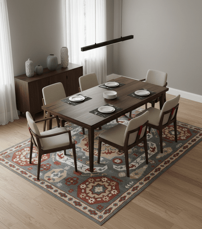 Custom Made Gray, Rust and Peach Traditional Medallion Mamluk Design wool Rug.