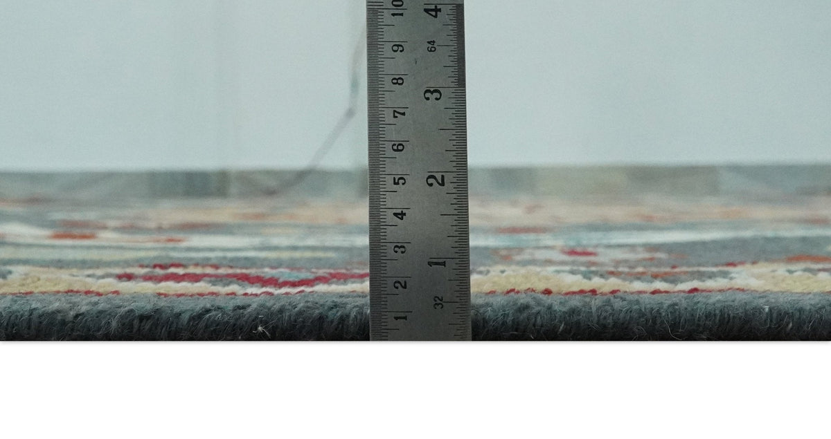 Custom Made Gray, Rust and Peach Traditional Medallion Mamluk Design wool Rug.