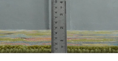 Custom Made Green, Gray and Peach Colorful Hand knotted Traditional Oushak wool Area Rug.
