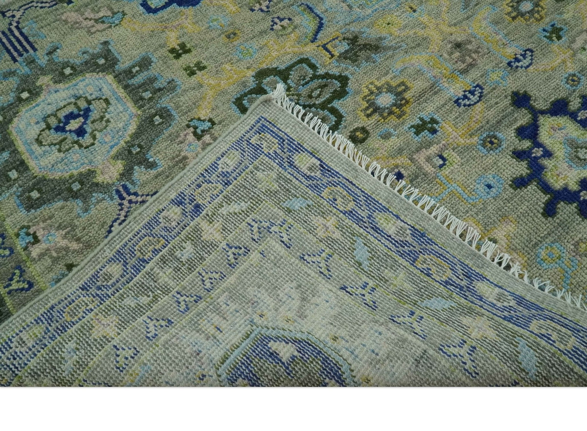 Custom Made Lt. Silver, Grey and Mustard Hand Knotted Traditional Oushak wool area rug.