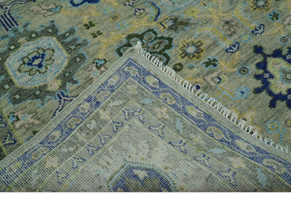 Custom Made Lt. Silver, Grey and Mustard Hand Knotted Traditional Oushak wool area rug.