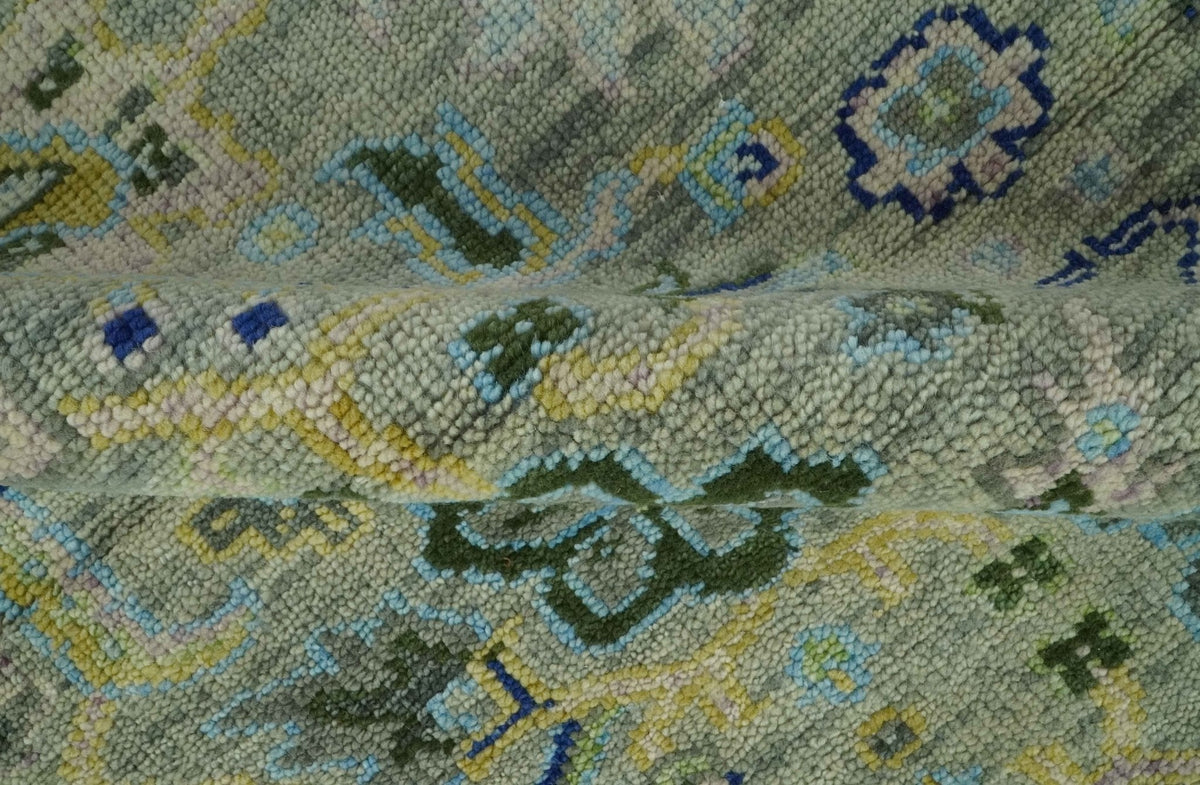 Custom Made Lt. Silver, Grey and Mustard Hand Knotted Traditional Oushak wool area rug.