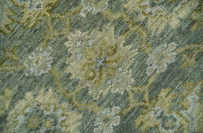 Custom Made Gray, Silver and Olive Hand knotted Traditional Oushak Wool Area Rug.
