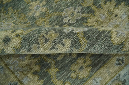Custom Made Gray, Silver and Olive Hand knotted Traditional Oushak Wool Area Rug.