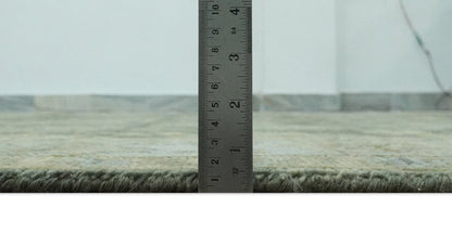 Custom Made Gray, Silver and Olive Hand knotted Traditional Oushak Wool Area Rug.