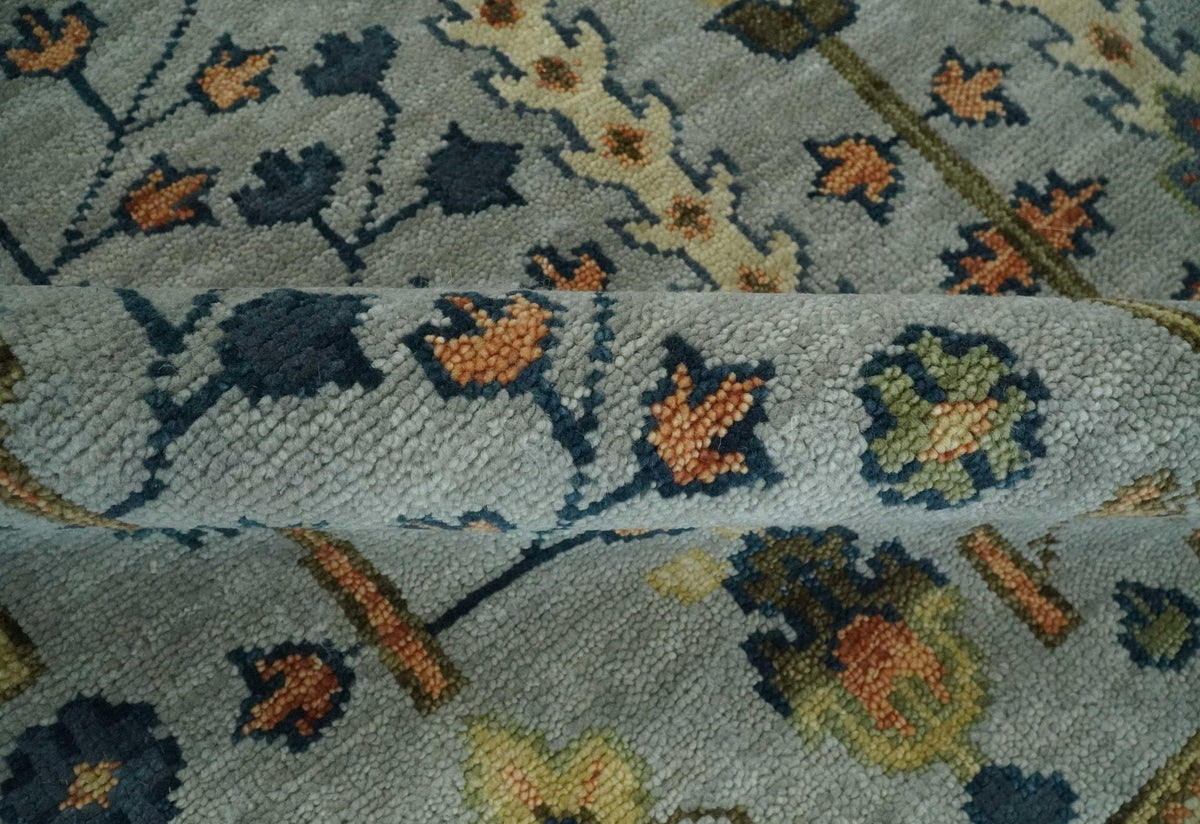 Custom Made Hand Knotted Living Room and Bedroom Rug Rust and Silver Traditional Turkish Style Wool Rug.