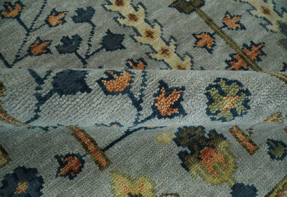 Custom Made Hand Knotted Living Room and Bedroom Rug Rust and Silver Traditional Turkish Style Wool Rug.