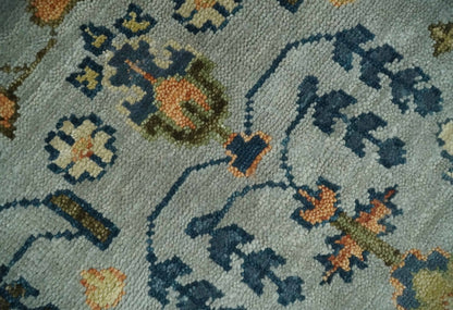 Custom Made Hand Knotted Living Room and Bedroom Rug Rust and Silver Traditional Turkish Style Wool Rug.