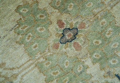 Custom Made Hand Knotted Beige and Blue Traditional Turkish Wool Rug.