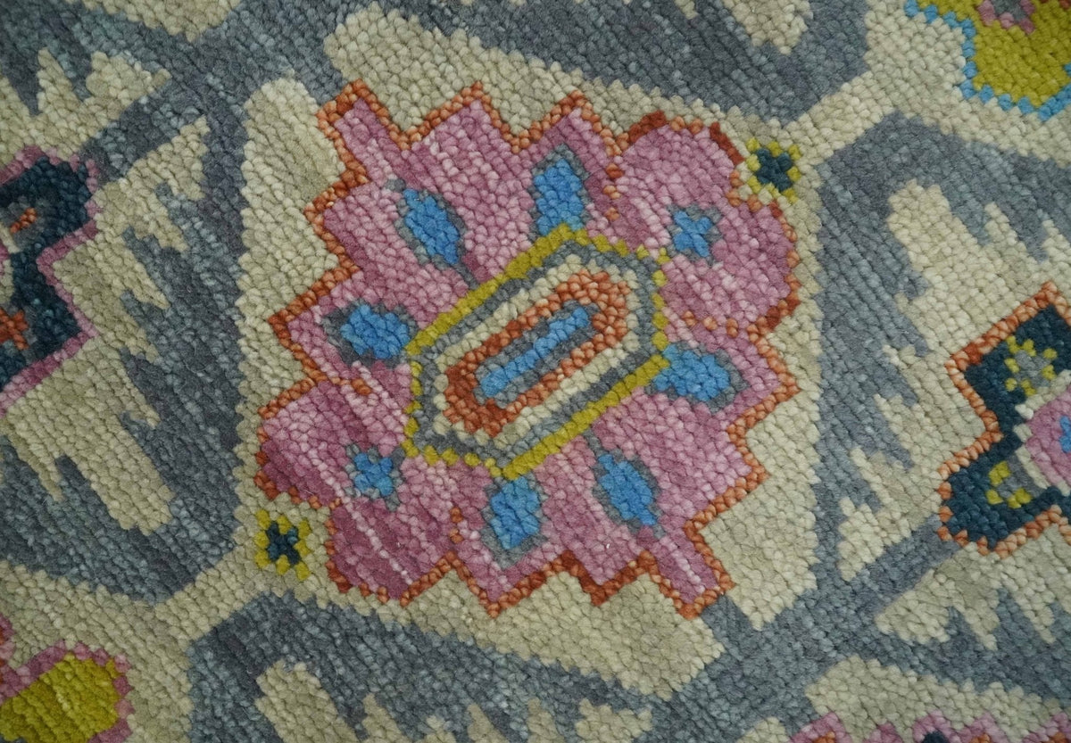 Custom Made Hand Knotted Beige, Gray and Mustard Oriental Multi Size Wool Area Rug.