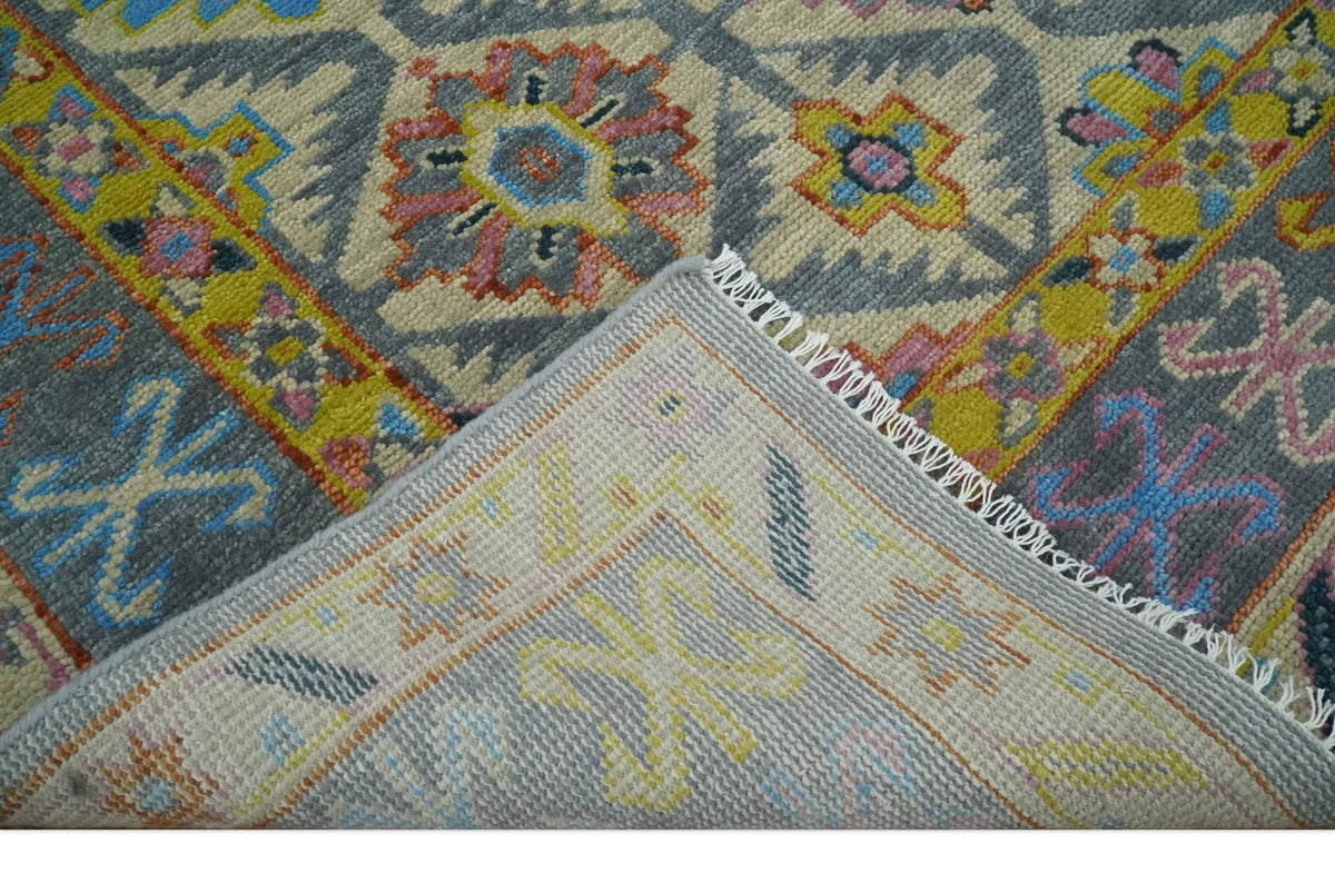 Custom Made Hand Knotted Beige, Gray and Mustard Oriental Multi Size Wool Area Rug.