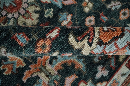 Custom Made Hand Knotted Black and Rust Traditional Oushak Wool Area Rug.