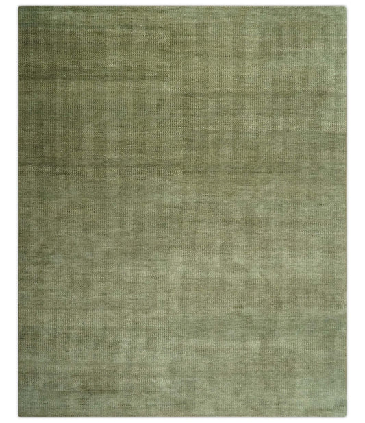 Custom Made Hand Knotted Blue and Brown Stripes Design Contemporary Area Rug.