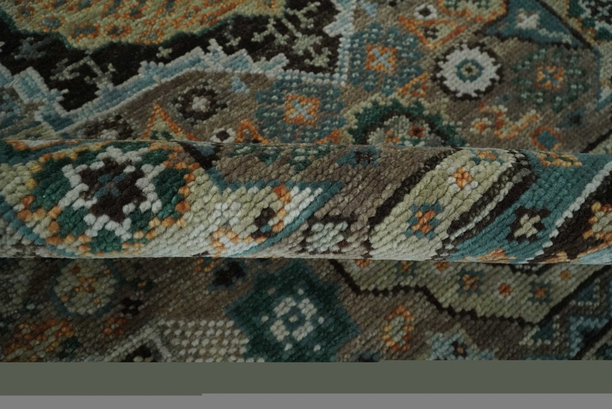Custom Made Hand Knotted Brown, Black and Silver Traditional Wool Rug.
