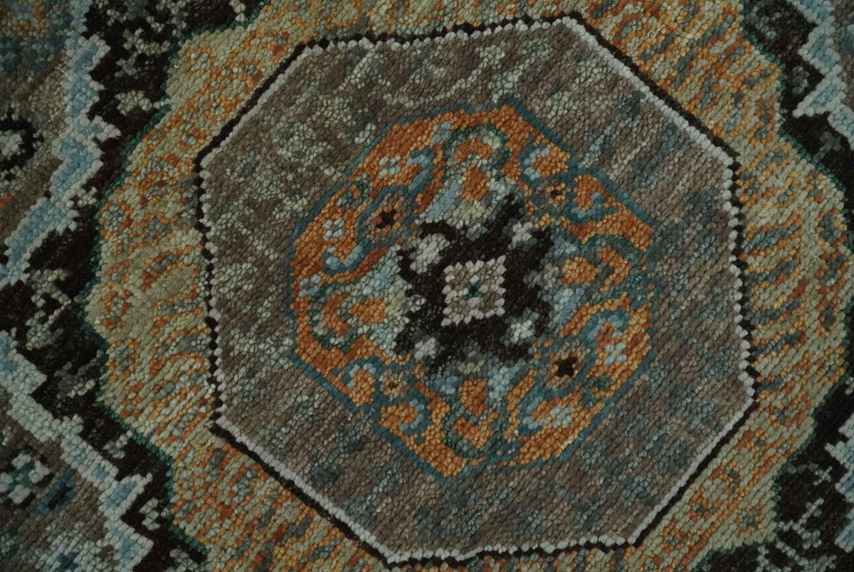 Custom Made Hand Knotted Brown, Black and Silver Traditional Wool Rug.