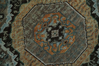 Custom Made Hand Knotted Brown, Black and Silver Traditional Wool Rug.